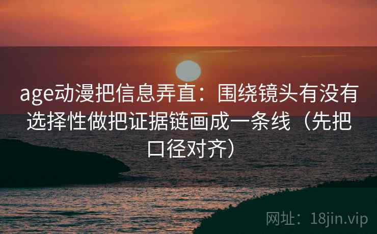 age动漫把信息弄直：围绕镜头有没有选择性做把证据链画成一条线（先把口径对齐）